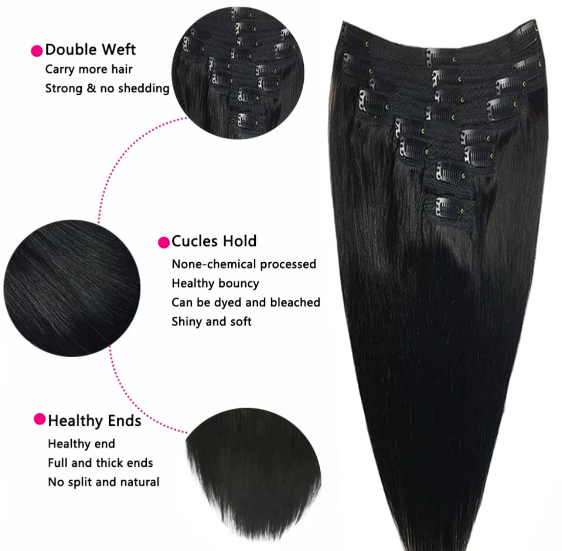 Devú - Straight 7pcs Clip-In Hair Extensions