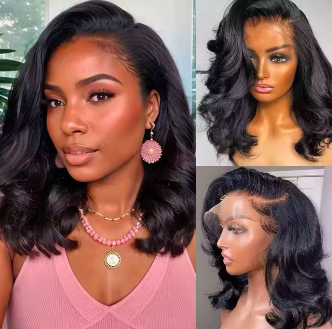 DeLuxe - Loose Wave 180% Volume 13x4 Natural Black HD Lace Bob Wig