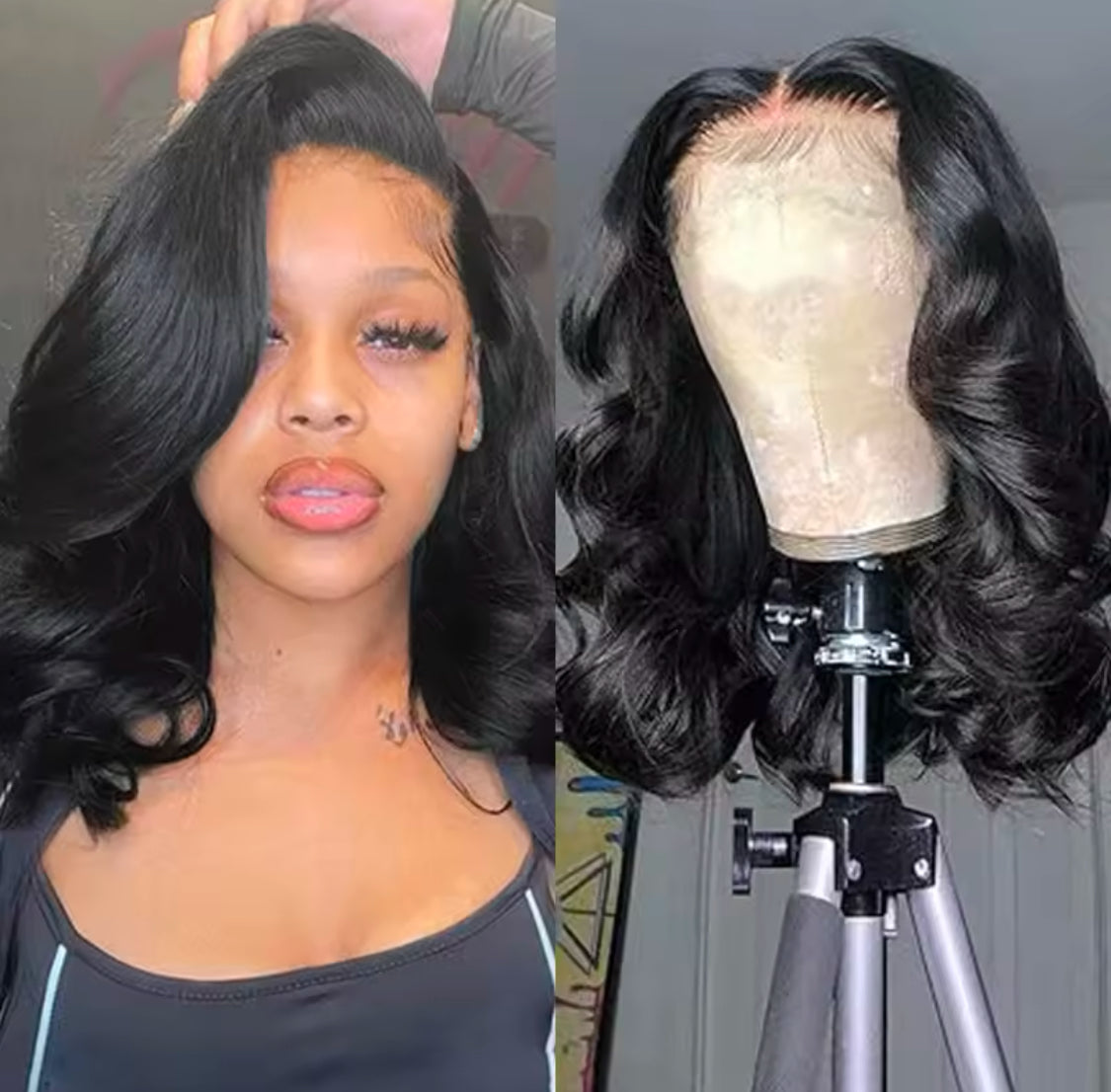 DeLuxe - Loose Wave 180% Volume 13x4 Natural Black HD Lace Bob Wig