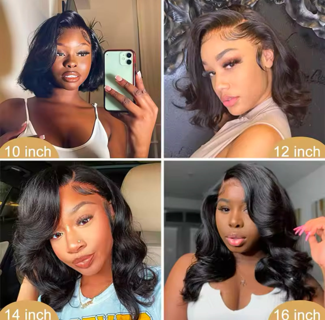 DeLuxe - Loose Wave 180% Volume 13x4 Natural Black HD Lace Bob Wig