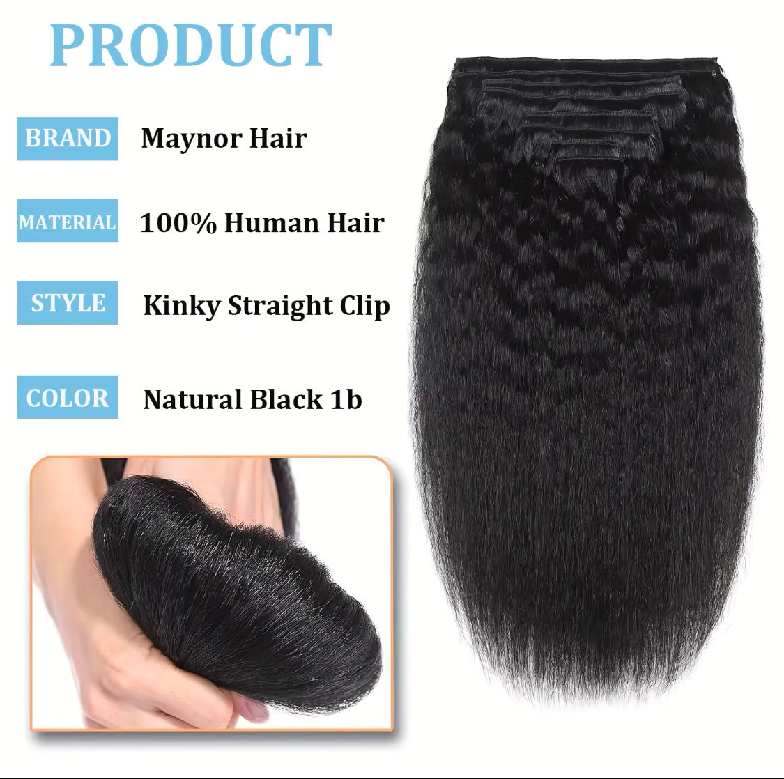 Oceans - Curly Straight Natural Black Clip-Ins Hair Extensions