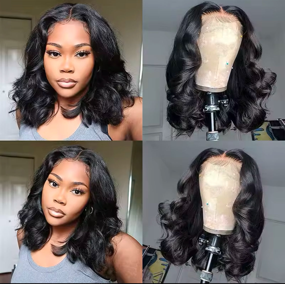 DeLuxe - Loose Wave 180% Volume 13x4 Natural Black HD Lace Bob Wig