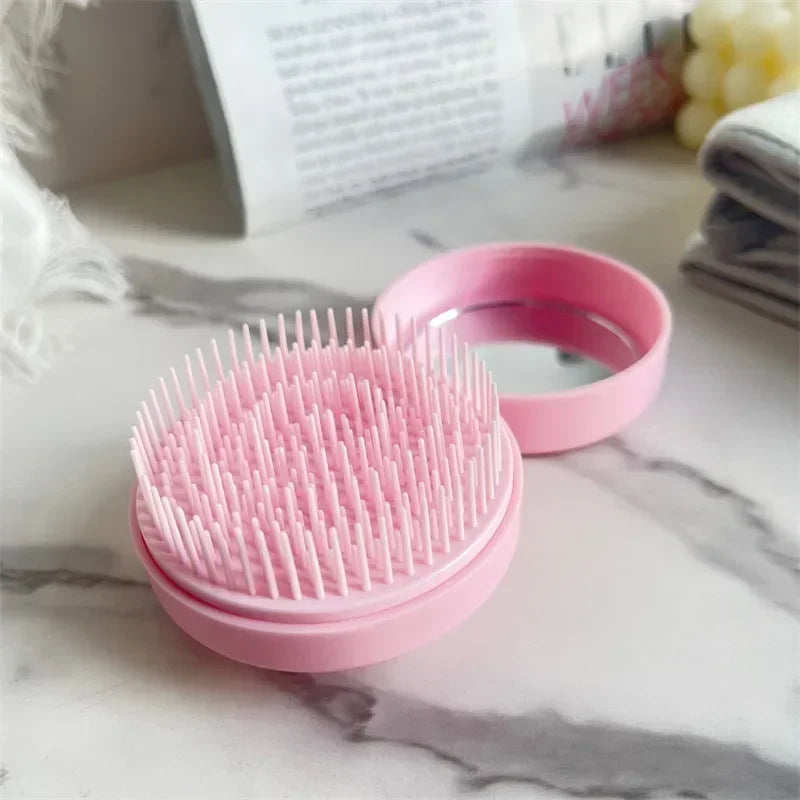 Multi Purpose High-grade Plastic Comb Portable Comb and Shampoo Brush with Mirror Hair Tools Barber Accessories Makeup Tools