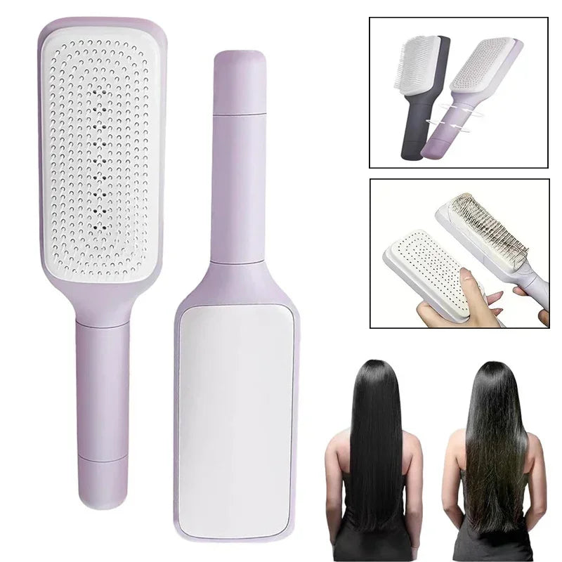 Self Cleaning Hair Comb Massage Air Cushion Comb Rotatable Anti-static Hair Smoothing Brush Anti-Static Self Cleaning Hair Combs