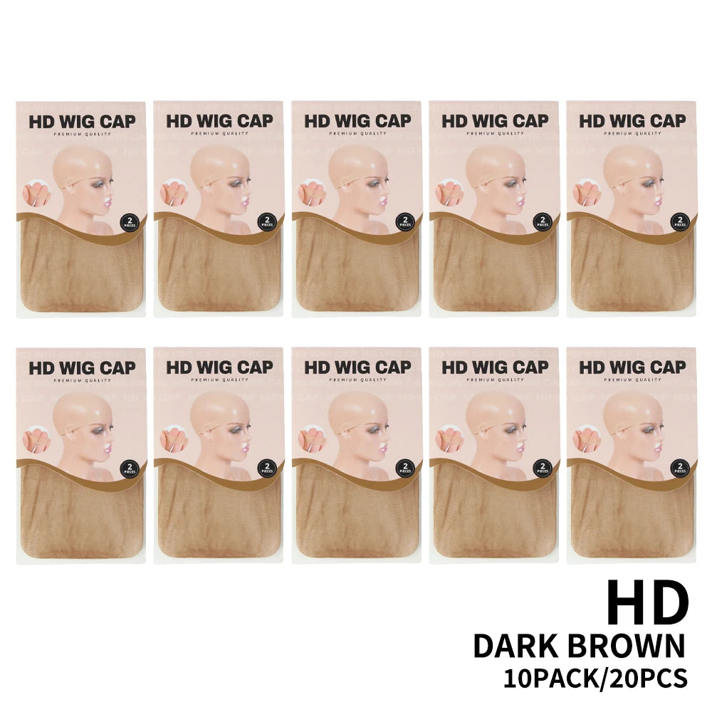 20Pcs/10Pcs Hd Wig Cap Stocking Beige Brown Black Wig Cap Elastic Liner Mesh Sheer Wig Weave Cap For Making Wig Accessories