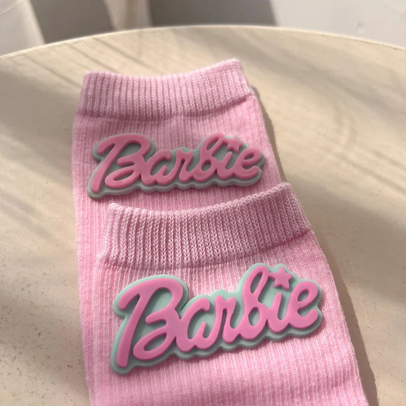 Pink Barbie Kawaii stereoscopic love knitted socks fashion Ins dopamine colourful cute in tube gifts for girls Autumn and Winter