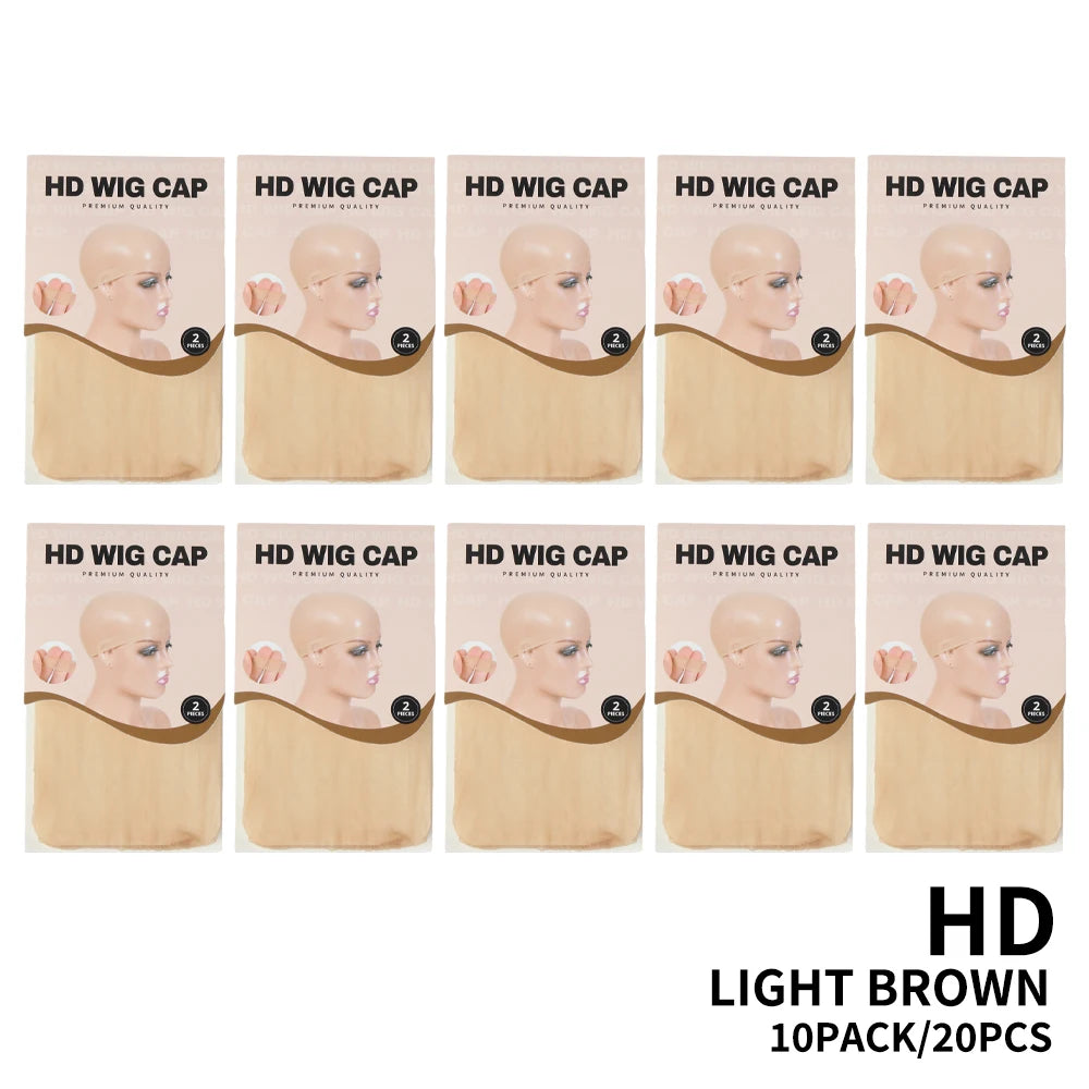 20Pcs/10Pcs Hd Wig Cap Stocking Beige Brown Black Wig Cap Elastic Liner Mesh Sheer Wig Weave Cap For Making Wig Accessories