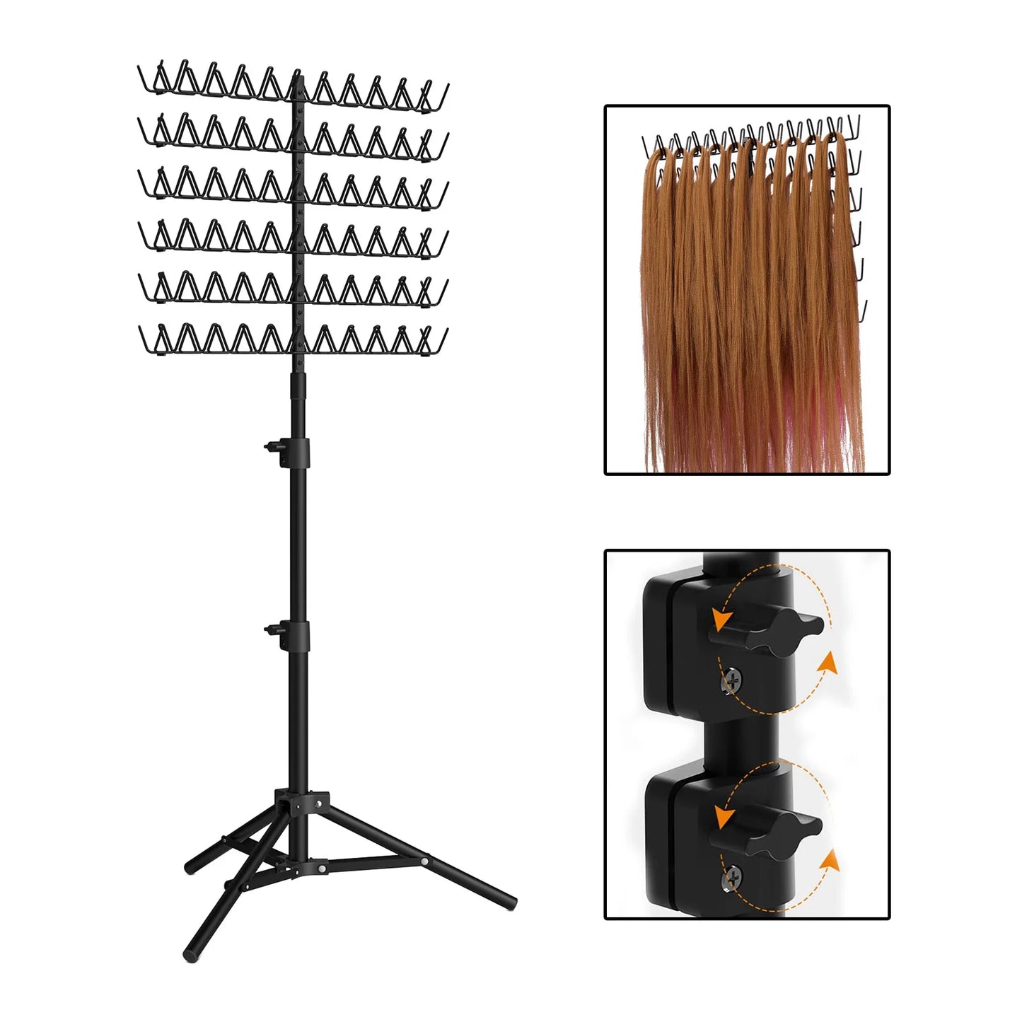 Hair Braiding Rack Hair Extension Holder Easy To Install Prevent Tangles Adjustable Braiding Stand Double Sided Braiding Rack