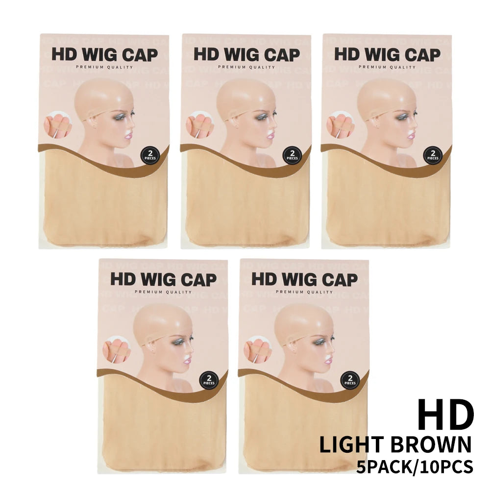 20Pcs/10Pcs Hd Wig Cap Stocking Beige Brown Black Wig Cap Elastic Liner Mesh Sheer Wig Weave Cap For Making Wig Accessories