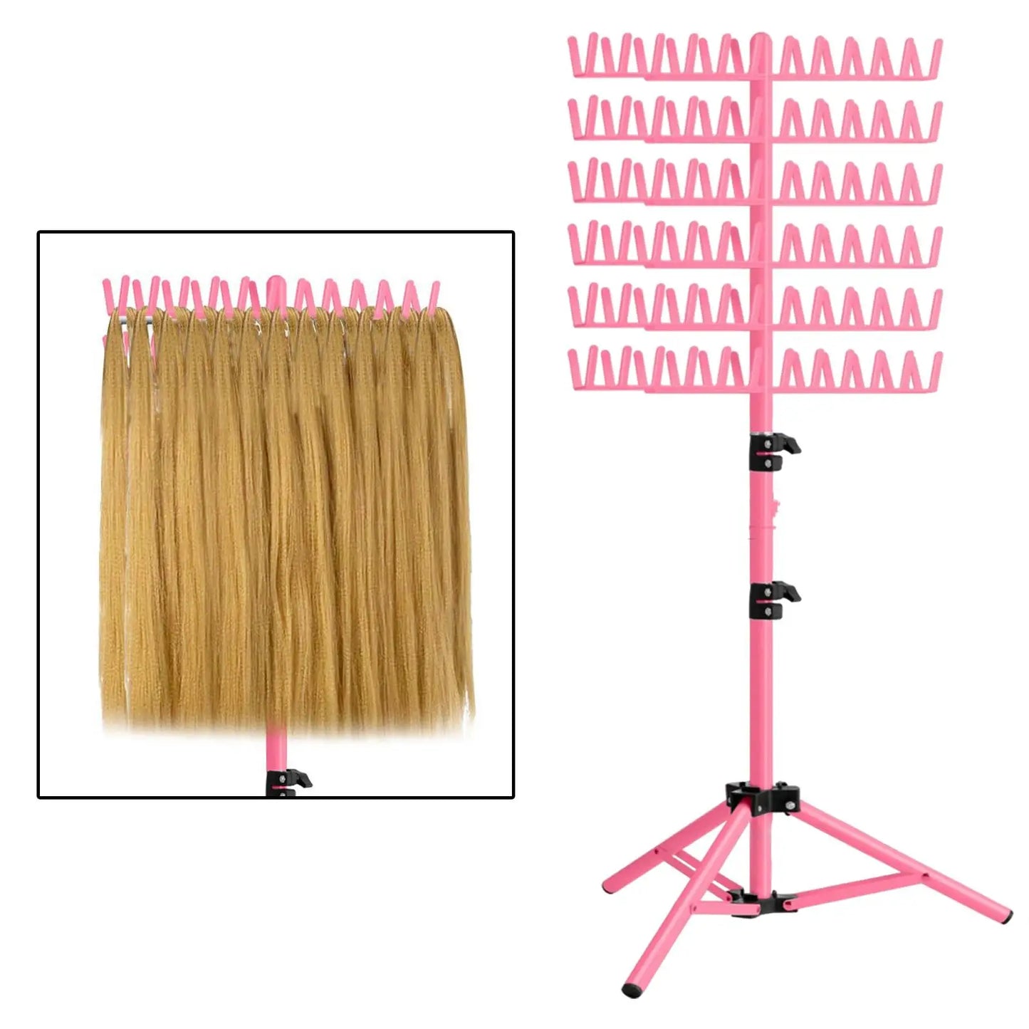 Hair Braiding Rack Hair Extension Holder Easy To Install Prevent Tangles Adjustable Braiding Stand Double Sided Braiding Rack