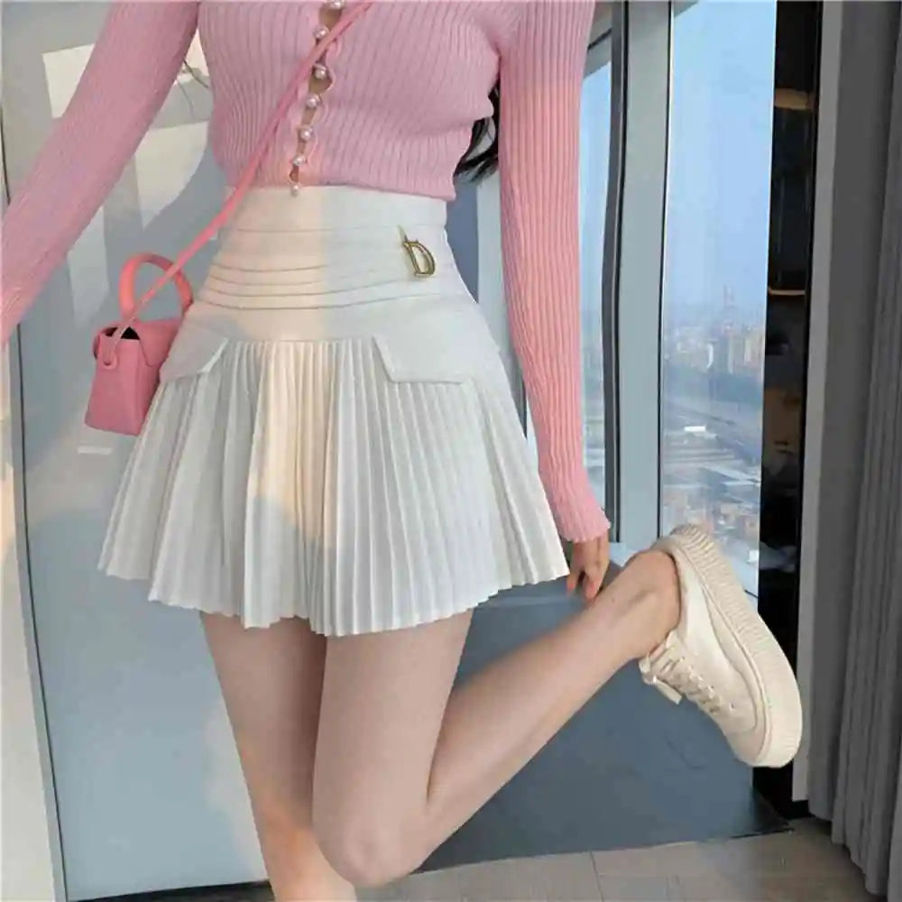 2024 Arrivals High Waist Short Mini Pleated Skirt Streetwear Women Slim Fashion Korea Kawaii A Line Skirt