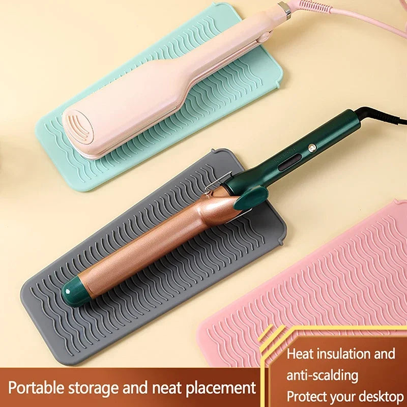 1pcs Multifunctional Silicone Heat Resistant Pad Insulation Mat Hair Straightener Storage Pouch for Hair Curler Flat Irons