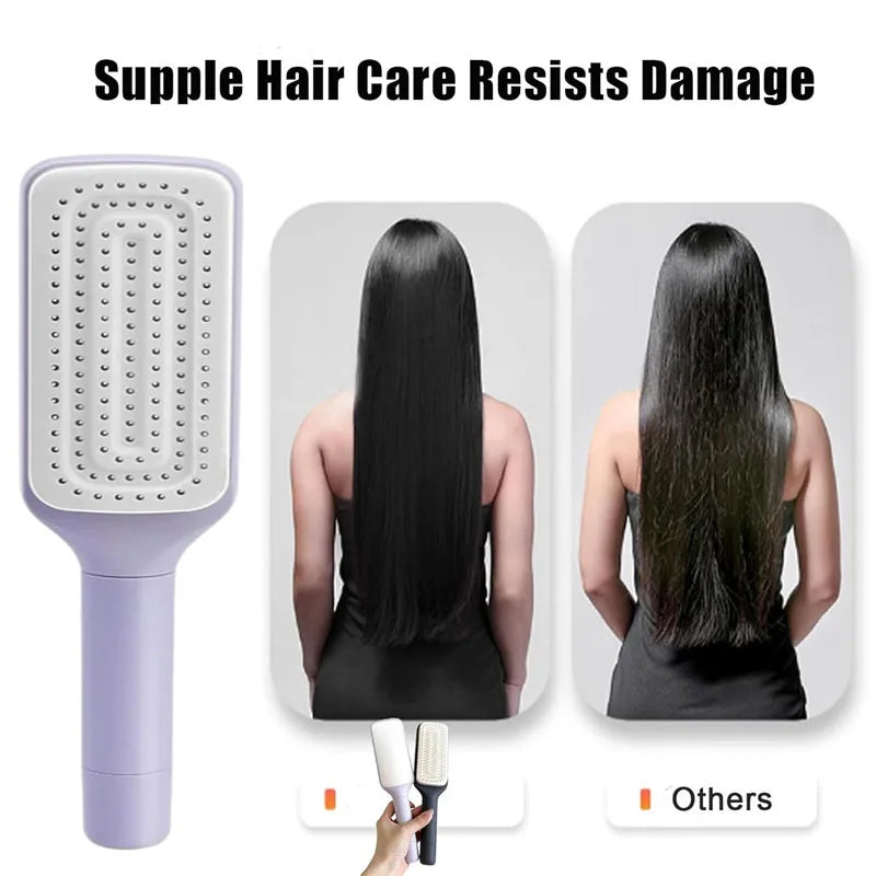 Self Cleaning Hair Comb Massage Air Cushion Comb Rotatable Anti-static Hair Smoothing Brush Anti-Static Self Cleaning Hair Combs