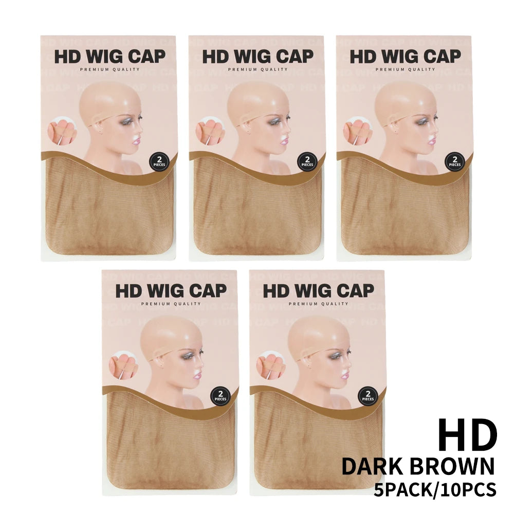 20Pcs/10Pcs Hd Wig Cap Stocking Beige Brown Black Wig Cap Elastic Liner Mesh Sheer Wig Weave Cap For Making Wig Accessories